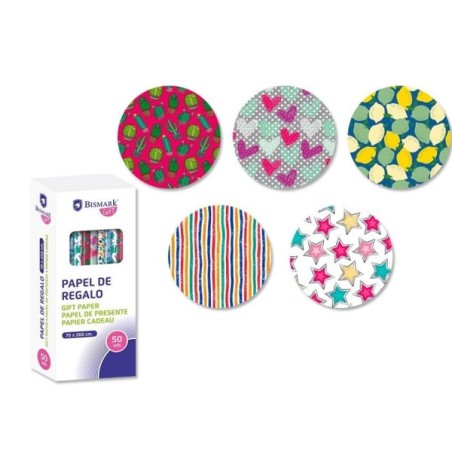 Bismark Moments Rolo de Papel de Embrulho - Medidas 70cmx200cm - 5 Desenhos Diferentes