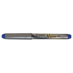Pilot Caneta de Tinta Permanente V-Pen Silver - Descartável - Tinta Líquida - Ponta de Aço - Traço de 0,5mm - Cor Azul