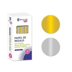 Bismark Or/Argent Rouleau de Papier Cadeau - Dimensions 70cmx200cm - 2 Couleurs