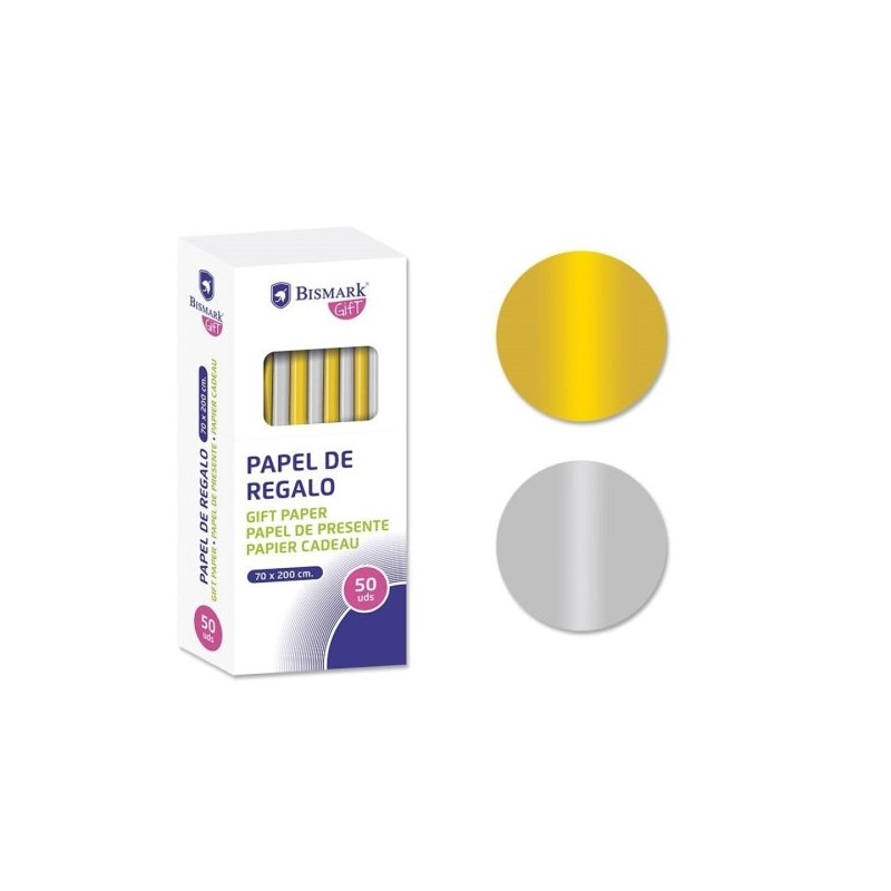 Bismark Gold/Silver Gift Wrap Roll - Dimensions 70cmx200cm - 2 Colours
