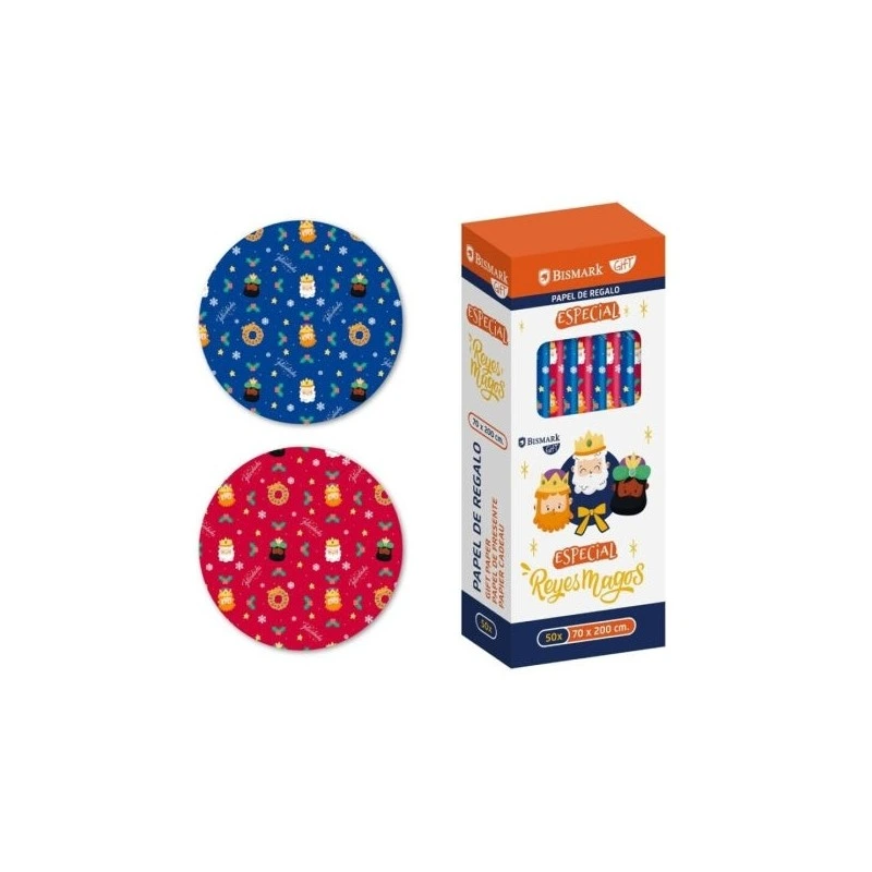 Bismark Navidad Reyes Magos Rollo de Papel Regalo - Medidas 70cmx200cm - 2 Diseños Diferentes