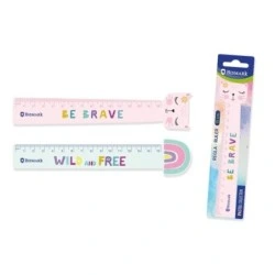 Bismark Regla 15cm con Decoraciones de Frases Motivadoras - Fabricada en Plastico - Ideal para Colegio - 2 Diseños Diferentes