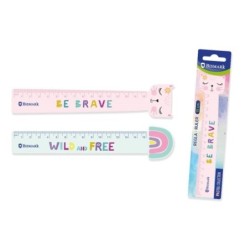 Bismark Régua 15cm com Decorações de Frases Motivadoras - Fabricada em Plástico - Ideal para a Escola - 2 Designs Diferentes