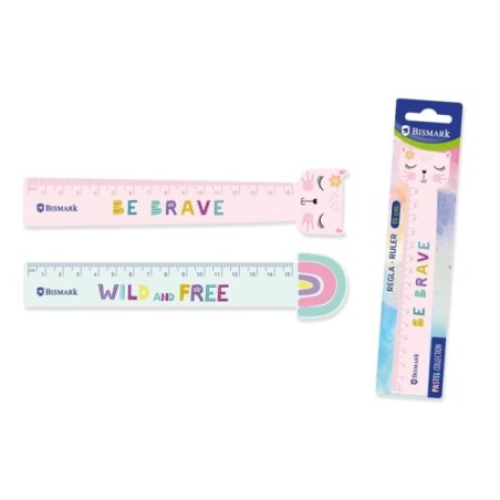 Bismark Regla 15cm con Decoraciones de Frases Motivadoras - Fabricada en Plastico - Ideal para Colegio - 2 Diseños Diferentes
