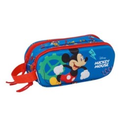 Safta Mickey Mouse 3D Pencil Case - 2 Zipped Compartments - Side Handle - 1L Capacity - 21x8x6cm - Dark Blue