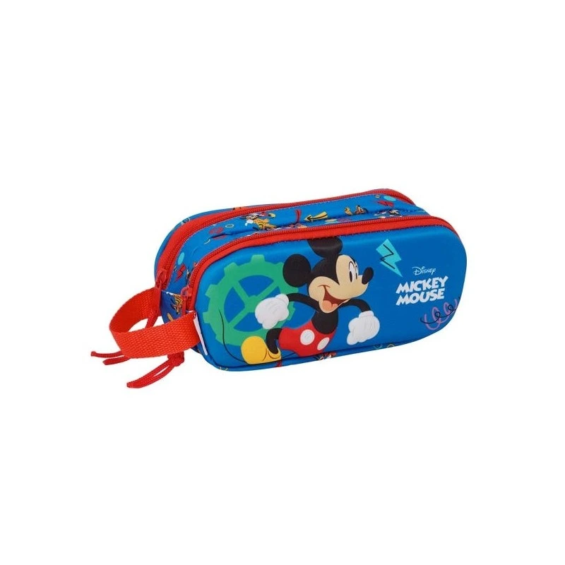 Safta Mickey Mouse Portatodo 3D - 2 Compartimentos con Cremallera - Asa Lateral - Capacidad 1L - 21x8x6cm - Color Azul Oscuro