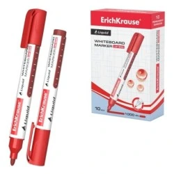 Erichkrause Liquid LW-600 Whiteboard Marker - Alcohol-Based Liquid Ink - Bullet Tip - 2.5mm Line Width - Red