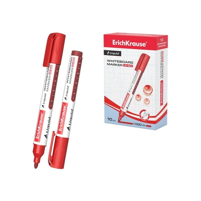 Erichkrause Liquid LW-600 Marqueur pour Tableau Blanc - Encre Liquide à Base d'Alcool - Pointe en Forme d'Ogive - Largeur de