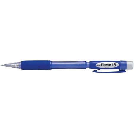 Pentel Fiesta II Mechanical Pencil HB 0.5mm with Eraser - Includes 2 Refills - Rubber Grip - Ergonomic Design - Blue Colour
