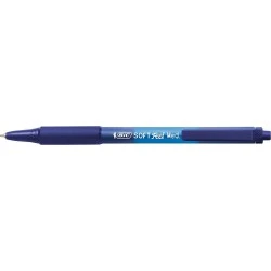 Bic Soft Feel Stylo à Bille Rétractable - Pointe Moyenne de 1mm - Corps Translucide avec Grip - Couleur Bleu