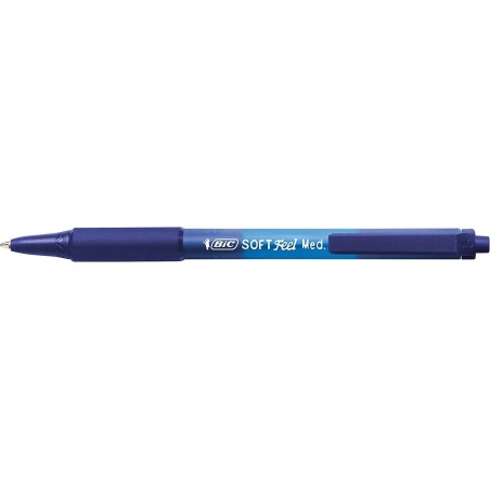Bic Soft Feel Esferografica Retratil - Ponta Media de 1mm - Corpo Translucido com Grip - Cor Azul