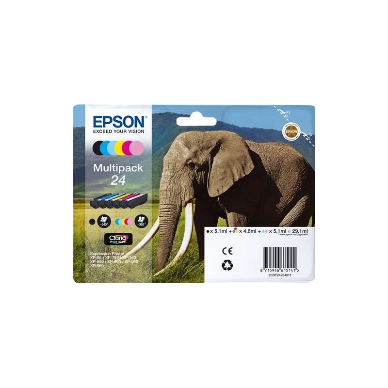 Epson T2428 (24) Pack de 6 Tinteiros Originais - C13T24284011