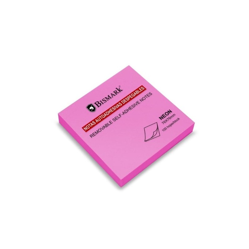 Bismark Pad of 100 Adhesive Notes 76x76mm - Colour Neon Magenta