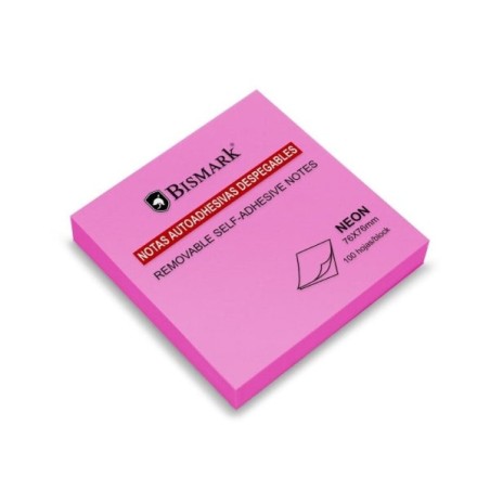 Bismark Pad of 100 Adhesive Notes 76x76mm - Colour Neon Magenta
