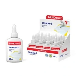 Erichkrause Cola Branca PVA Standard 60ml - Aplicador Autolimpante - Regulador de Intensidade - Não Tóxico - Resistente ao Frio