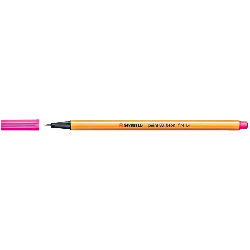 Stabilo Point 88 Marcador de Ponta Fina de Fibra - Traço de 0.4 mm - Tinta à Base de Água - Cor Rosa Néon