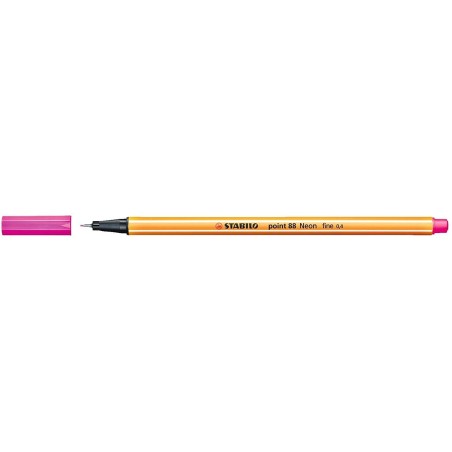 Stabilo Point 88 Fine Fibre Tip Pen - 0.4 mm Line Width - Water-Based Ink - Neon Pink