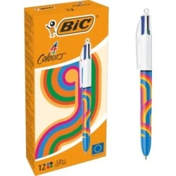 Bic 4 Colours Decors Lines Esferográfica Retrátil - Ponta Média de 1,0mm - Tinta com Base de Óleo - 4 Cores