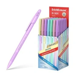 Erichkrause R-301 Pastel Boligrafo Punta de Bola 0.7mm - Trazo 0.35mm - Cuerpo Hexagonal Opaco en Colores Pastel - Tinta de