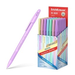 Erichkrause R-301 Pastel Stylo à Bille Pointe 0.7mm - Tracé 0.35mm - Corps Hexagonal Opaque Couleurs Pastel - Encre à Séchage