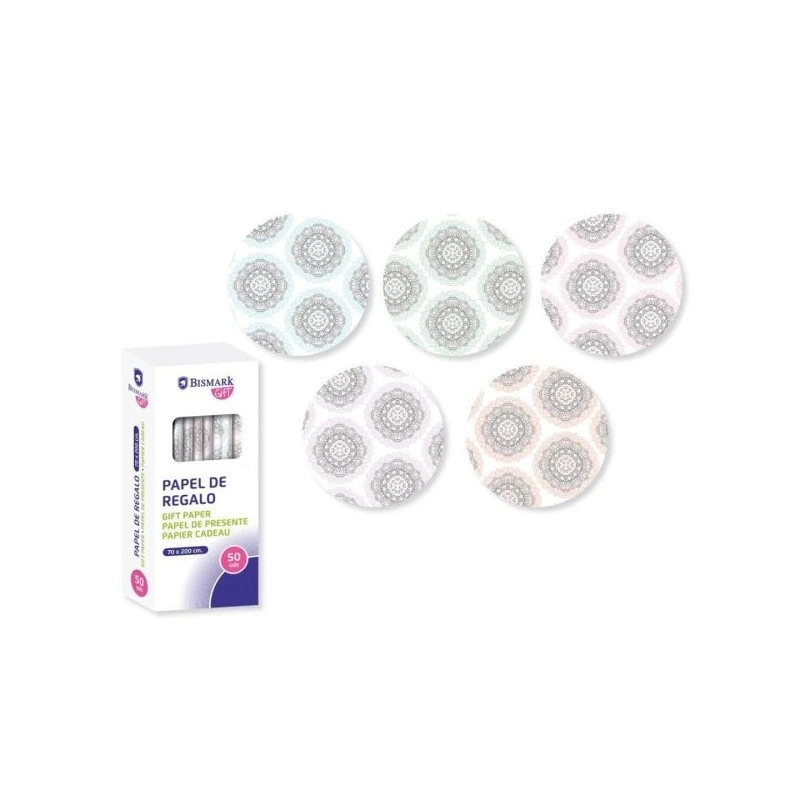 Bismark Mandalas Gift Wrap Paper Roll - Size 70cmx200cm - 5 Different Designs