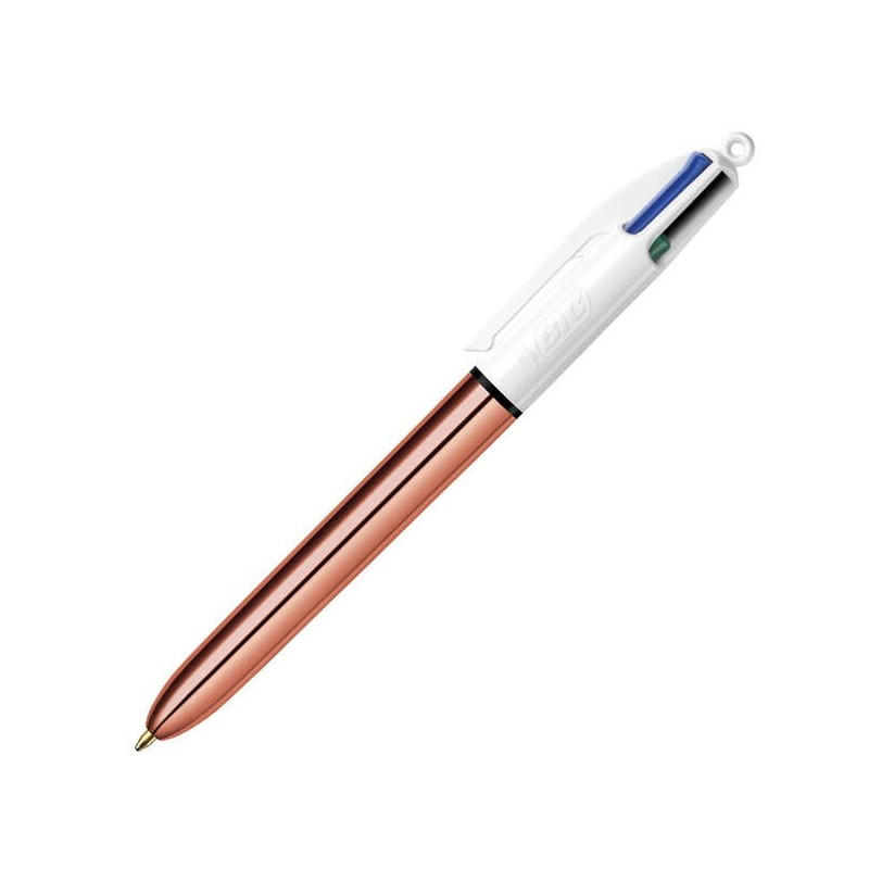 Bic 4 Colours Rose Gold Esferográfica de Esfera Retrátil - Ponta Média de 1,0 mm - Tinta com Base de Óleo - Corpo Rosa