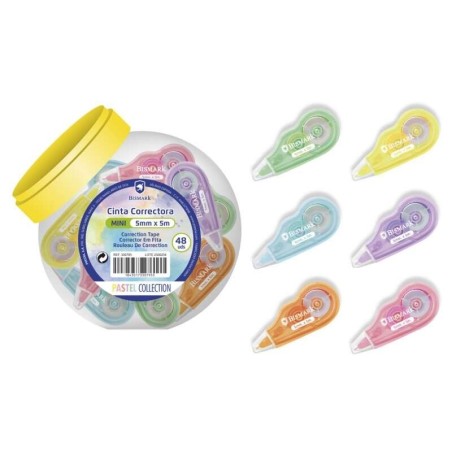 Bismark Mini Ruban Correcteur Pastel 5mm x 5m - Correction Instantanée - Ne Laisse pas de Trace sur les Photocopies
