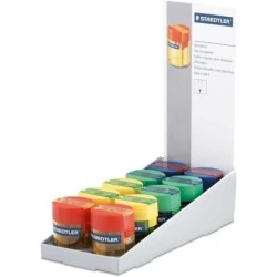 Staedtler Pencil Sharpener with Canister, 1 Hole - Up to 8.2mm - 23º Sharpening Angle - Assorted Colours