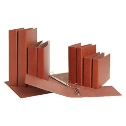 Mariola Classeur à Archives 4 Anneaux Carton Gaufré Cuir - Format Quart Naturel - Anneaux Ronds 25mm - Dimensions 24x21x4cm