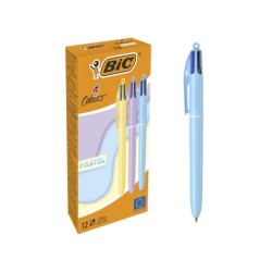 Bic 4 Colours Pastel Esferográfica Retrátil - Ponta Média de 1,0mm - Tinta com Base de Óleo - Corpo em Cores Pastel - 4 Cores
