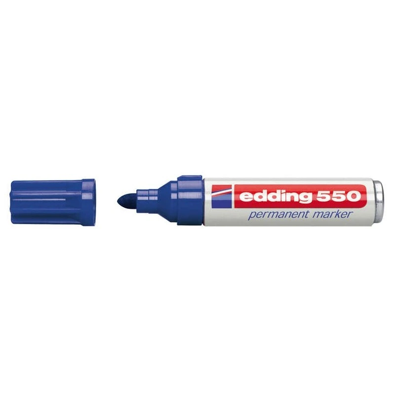 Edding 550 Permanent Marker - Round Tip - Line Width between 3 and 4 mm. - Refillable - Fast Drying - Blue