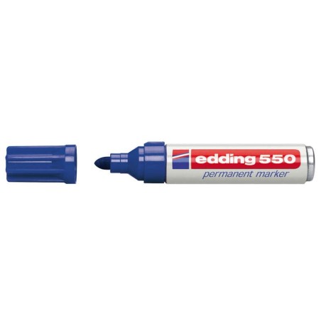 Edding 550 Permanent Marker - Round Tip - Line Width between 3 and 4 mm. - Refillable - Fast Drying - Blue