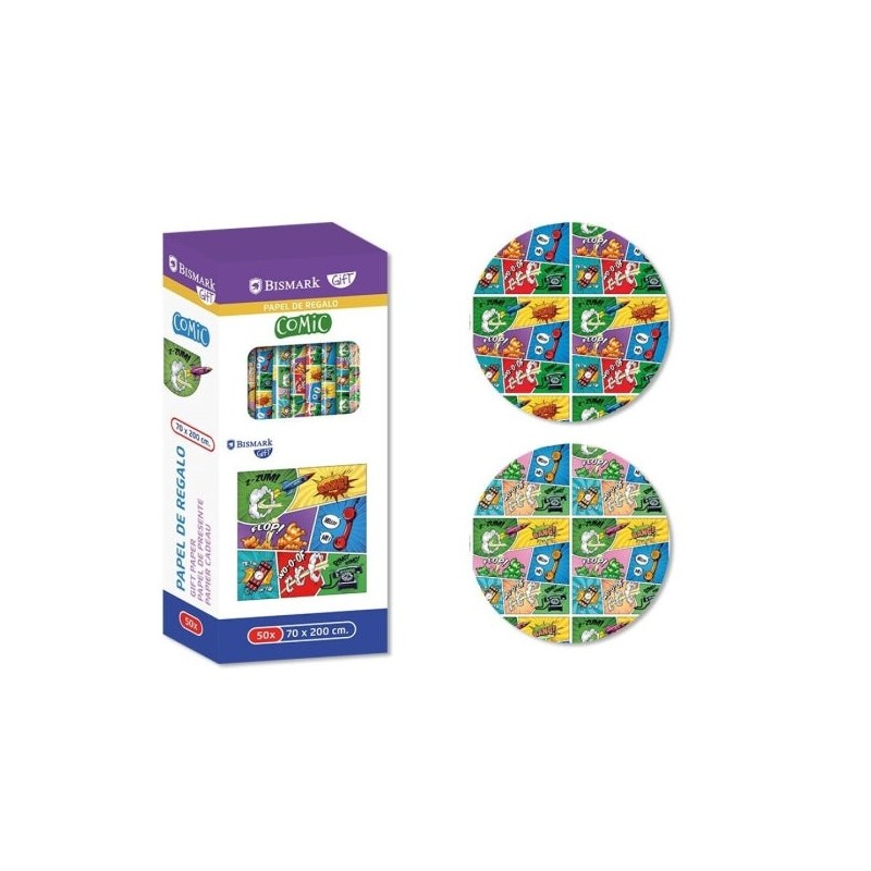 Bismark Comic Rollo de Papel Regalo - Medidas 70cmx200cm - 2 Diseños Diferentes