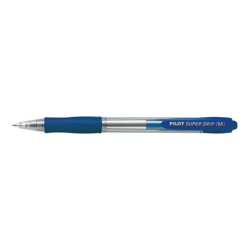 Pilot Esferográfica Retrátil SuperGrip - Ponta Redonda 1.0mm - Traço 0.27mm - Tinta à Base de Óleo - Grip Ergonómico - Cor Azul