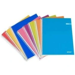 Ancor Classic Stripes Cuaderno Espiral Tamaño Folio Cuadriculado 4x4mm - 80 Hojas 90gr - Tapa de Carton Plastificado - Colores