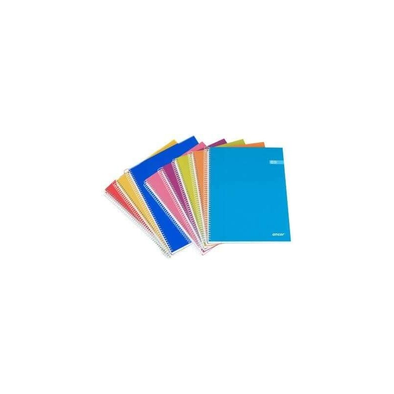 Ancor Classic Stripes Caderno Espiral Tamanho Fólio Quadriculado 4x4mm - 80 Folhas 90gr - Capa de Cartão Plastificado - Cores