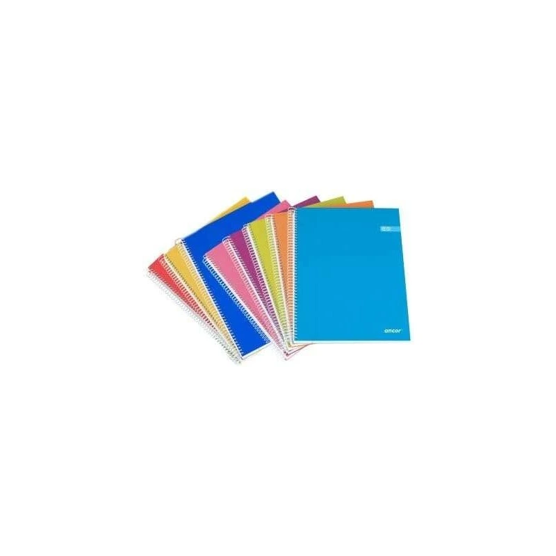 Ancor Classic Stripes Caderno Espiral Tamanho Fólio Quadriculado 4x4mm - 80 Folhas 90gr - Capa de Cartão Plastificado - Cores
