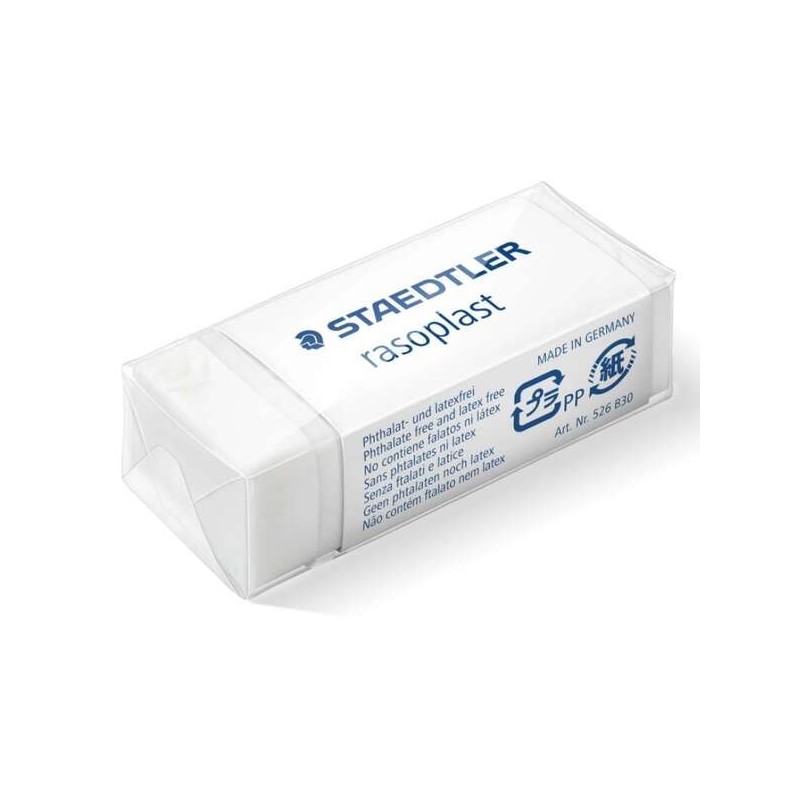 Staedtler Rasoplast 526 B30 Eraser - High-Quality Erasing - Minimal Residue - White