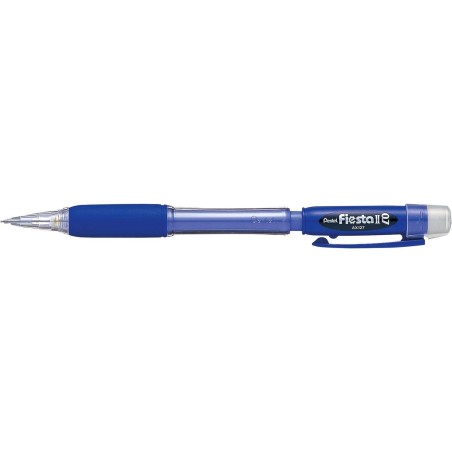 Pentel Fiesta II Porte-Mines HB 0.7mm avec Gomme - 2 Recharges Incluses - Grip en Caoutchouc - Design Ergonomique - Couleur Bleu
