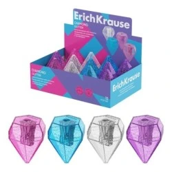 ErichKrause Diamond Expositor com 12 Afias com Depósito - Plástico - Lâmina Niquelada de Aço Carbono - Orifício de 8mm - Cores