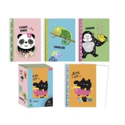 Bismark Animals Carnet Agrafé A5 32 Feuilles Unies - Couverture avec Motifs d'Animaux - Toucher Soft - 4 Motifs Différents