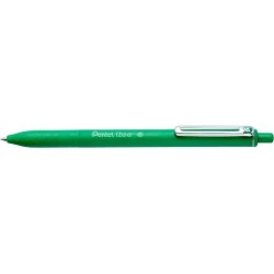 Pentel iZee Stylo à Bille Rétractable - Pointe 0.7mm - Trait 0.35mm - Clip en Métal - Couleur Vert