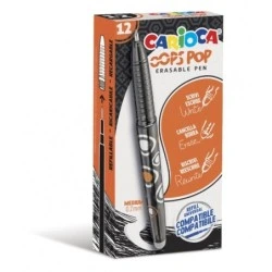 Carioca Oops Pop Erasable Ballpoint Pens - Thermo-Sensitive - Textured Grip - Ø 0.7mm Tip - Double Eraser - Compatible Refills