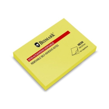 Bismark Bloc de 100 Notes Adhésives 76x127mm - Couleur Jaune Néon