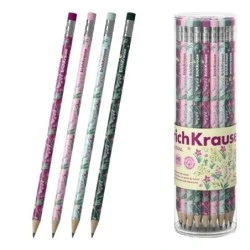 ErichKrause Floral Soul Lapiz de Grafito con Goma de Borrar - Mina HB - Cuerpo Redondo - Plastico - Agarre Ergonomico - Colores