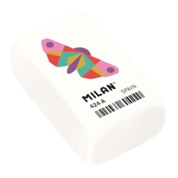 Milan 424A Rectangular Eraser - Breadcrumb Type - Synthetic Rubber - White - Assorted Geometric Animal Designs