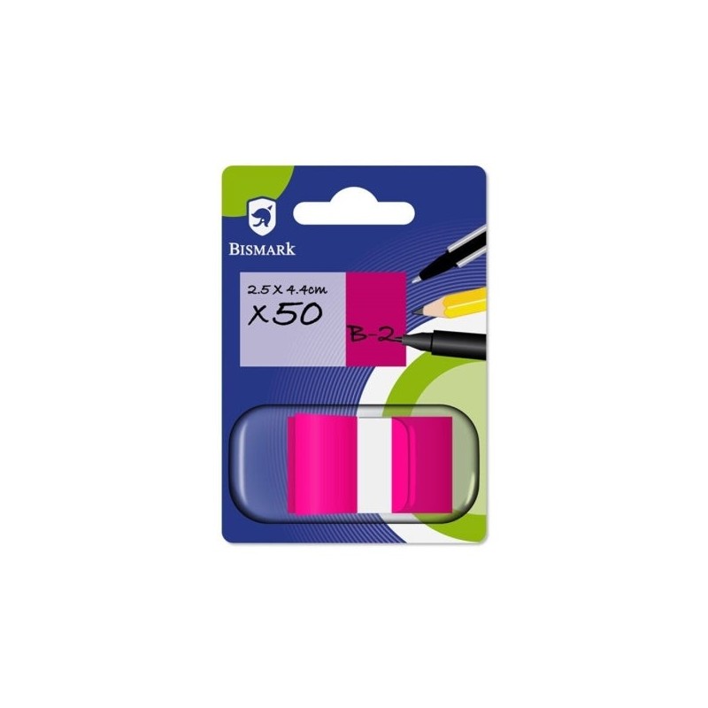 Bismark Dispensador com 50 Marcadores Reposicionáveis 44 x 25mm - Para Marcar, Assinalar ou Destacar Informação - Cor Rosa