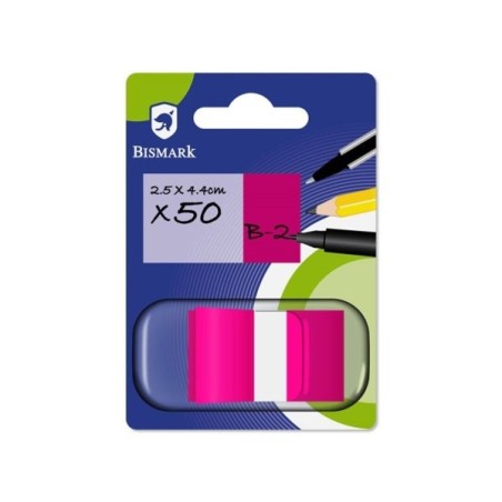 Bismark Dispensador com 50 Marcadores Reposicionáveis 44 x 25mm - Para Marcar, Assinalar ou Destacar Informação - Cor Rosa