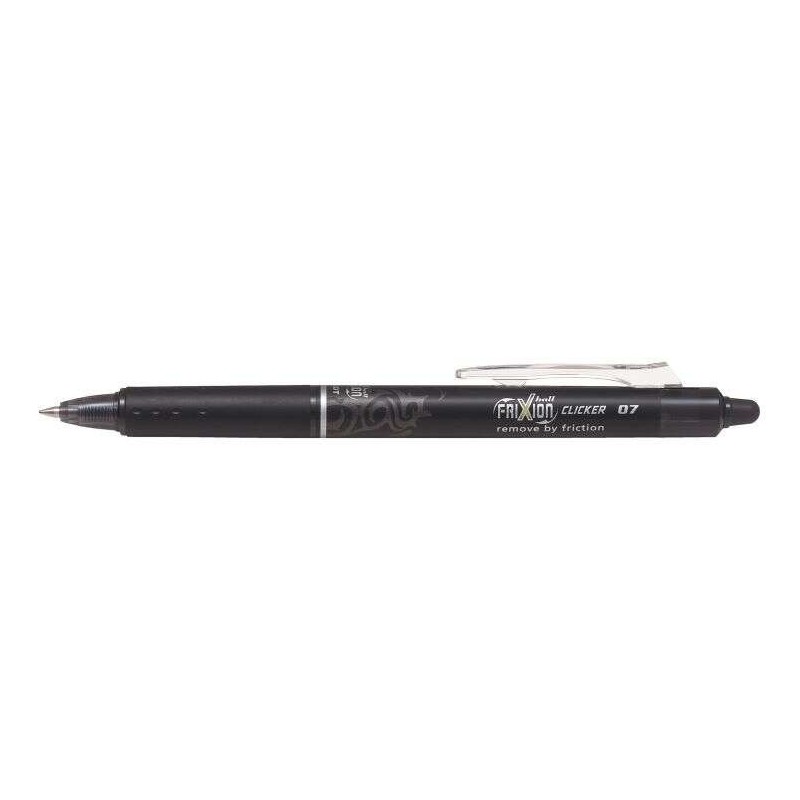 Pilot Frixion Clicker Boligrafo de Gel Borrable Retractil - Punta de Bola 0.7mm - Trazo 0.4mm - Grip Ergonomico - Color Negro