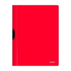 Dohe Dossier avec Clip Métallique - Format A4 - Fabriqué en Polypropylène Opaque de 350 Microns - Coloris Rouge